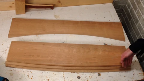 Curved cut plywood for bent lamination