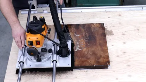 Woodworking router lift for coffee table